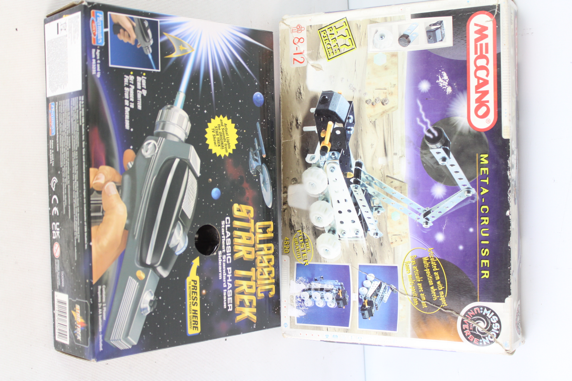 Two Vintage Boxed Toys Including a Playmates Classic Star Trek Phaser and a Meccano Meta-Cruiser Construction Set