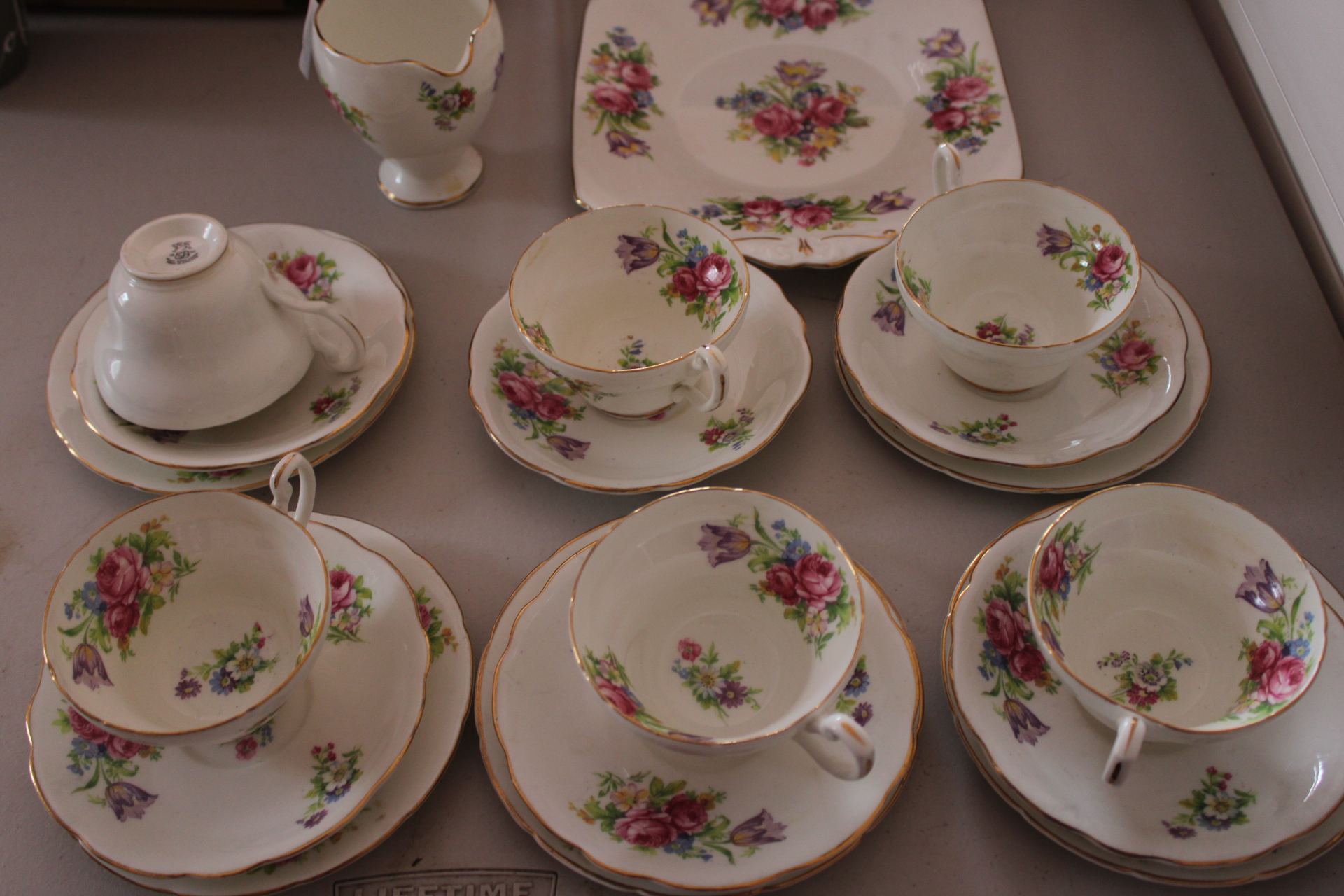 A Thirteen Piece Foley English Bone China Floral Tea Service