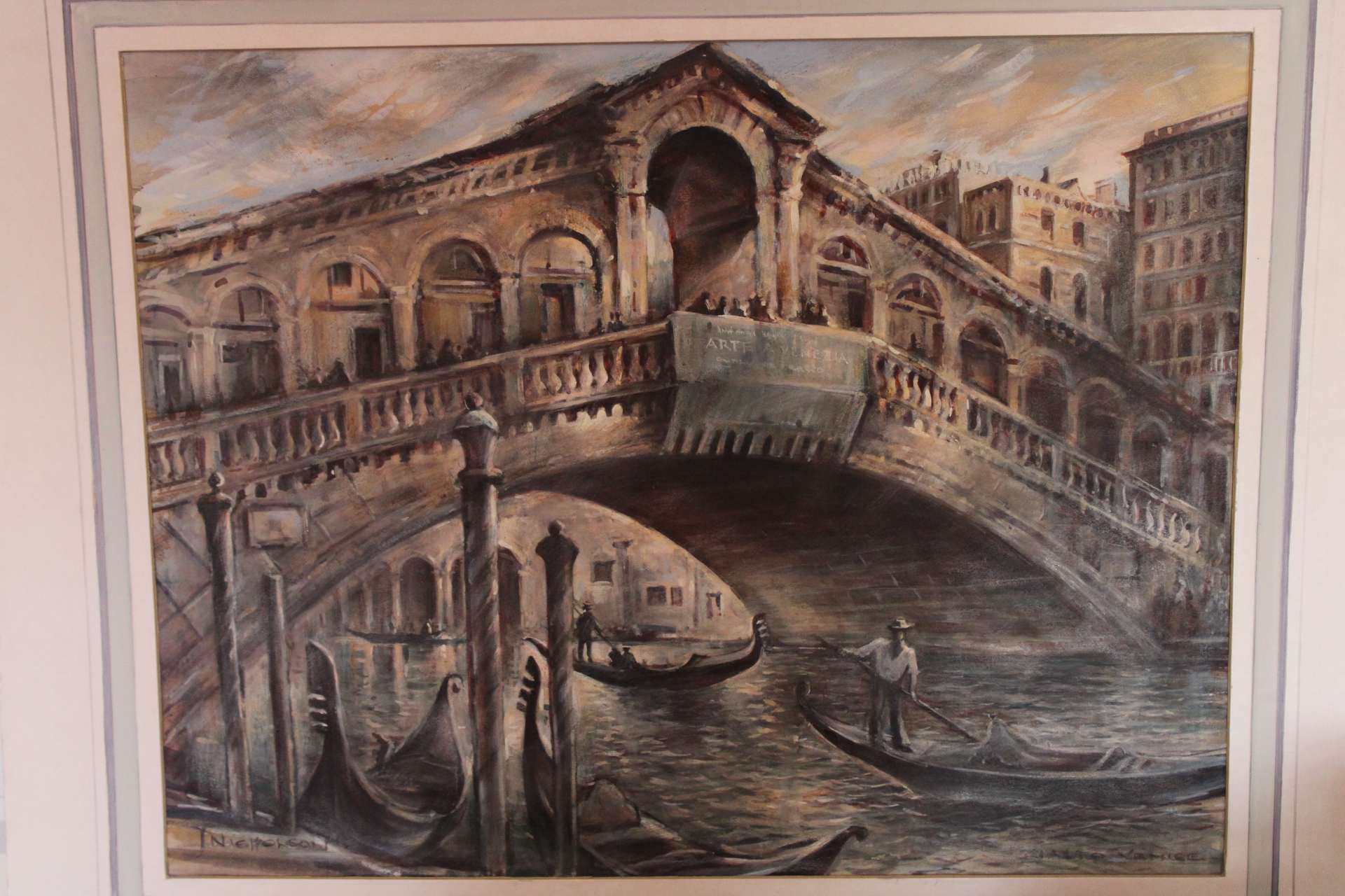 J. Nickerson, Rialto Bridge, Venice, Oil on Canvas