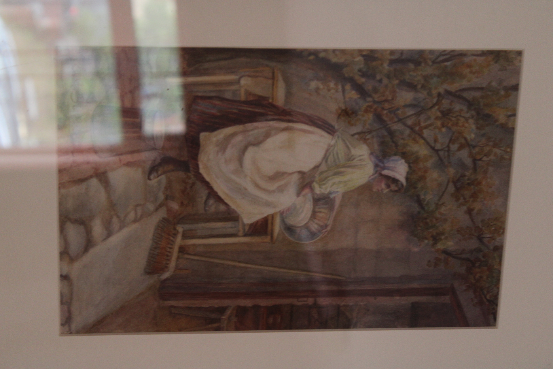 Late 19th Century European School Watercolor Rural Genre Scene with Woman and Basket