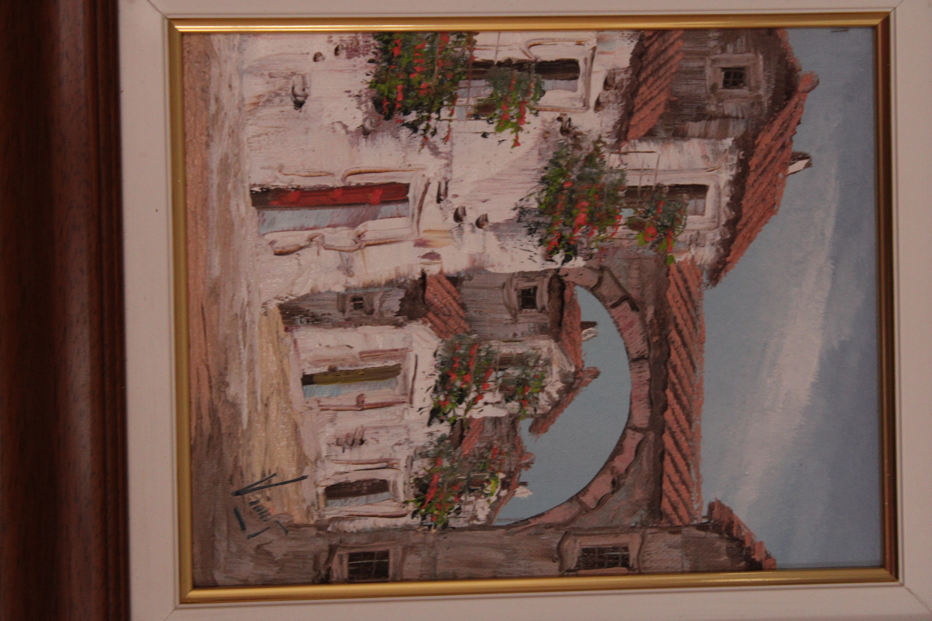 V, Spanish Village Street Scene, Oil on Canvas