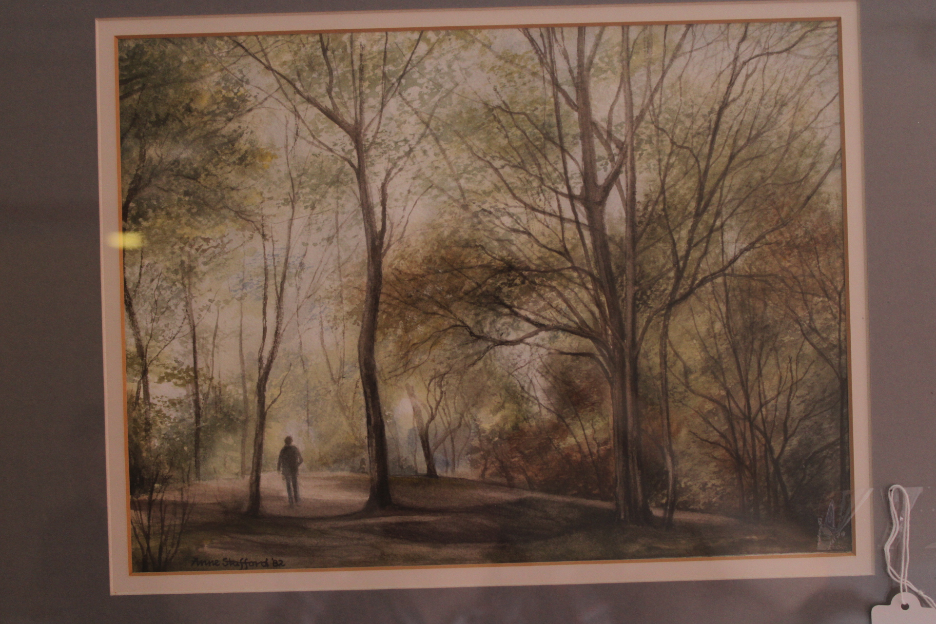 Anne Stafford, Woodland Landscape with Figure, 1982