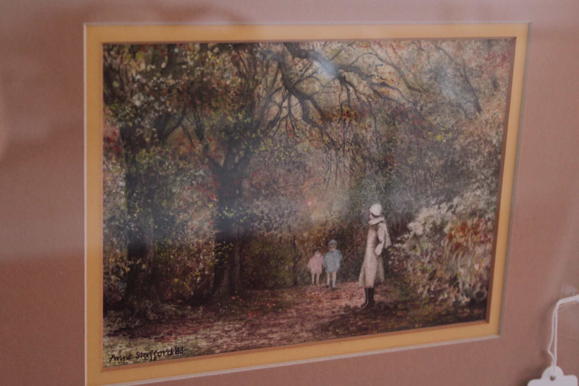 Anne Stafford (1983) Woodland Scene with Figures, Watercolor