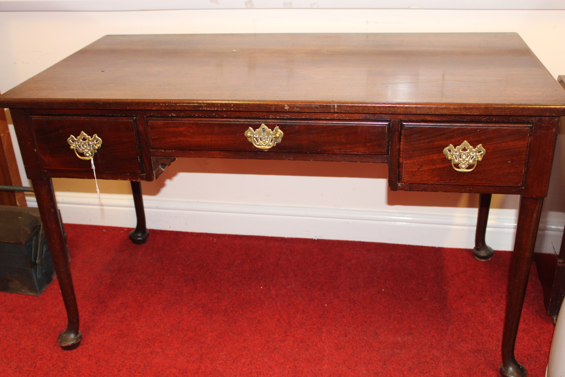 Queen Anne Style Mahogany Writing Desk with Cabriole Legs