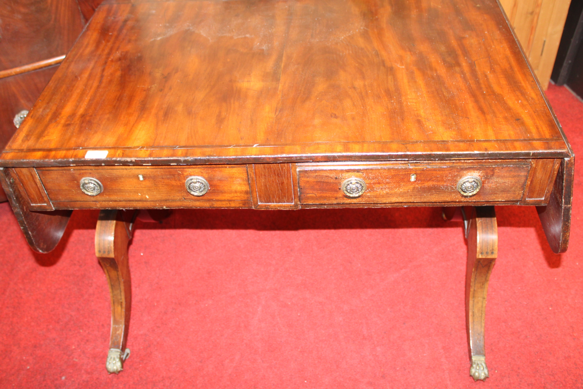 Regency Inlaid Mahogany Drop-Leaf Sofa Table