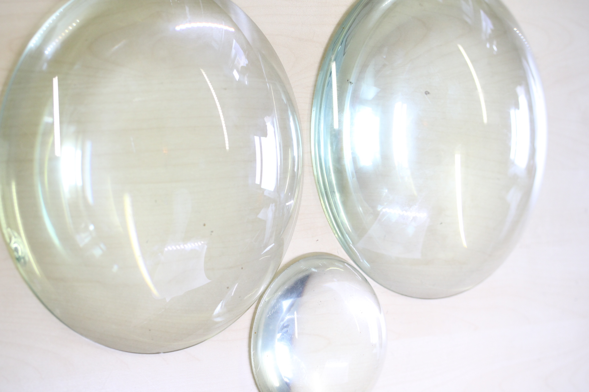 Group of 3 convex glass freslsnel lenses