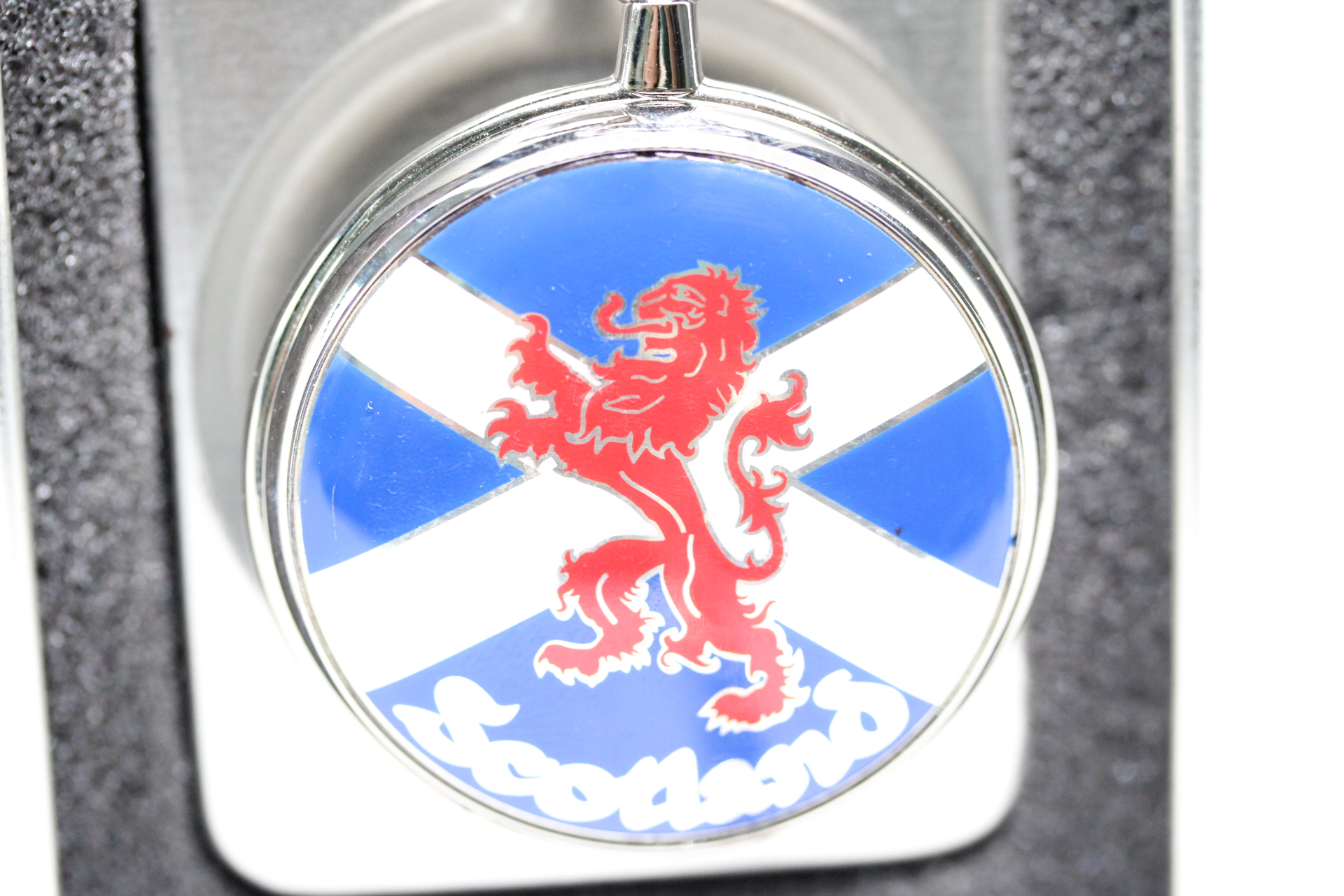 Lion Rampant on Saltire Scotland Pocket Watch in Box.