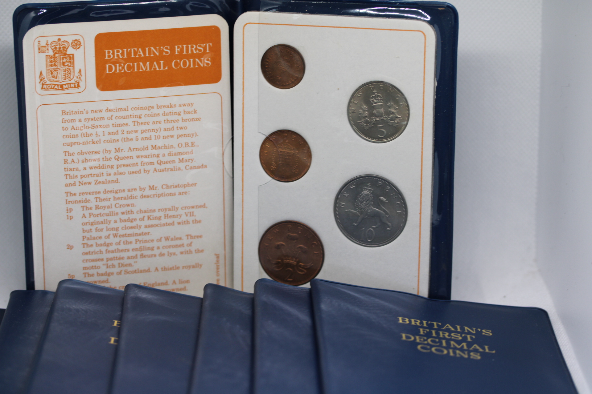 Britians first decimal coins x8