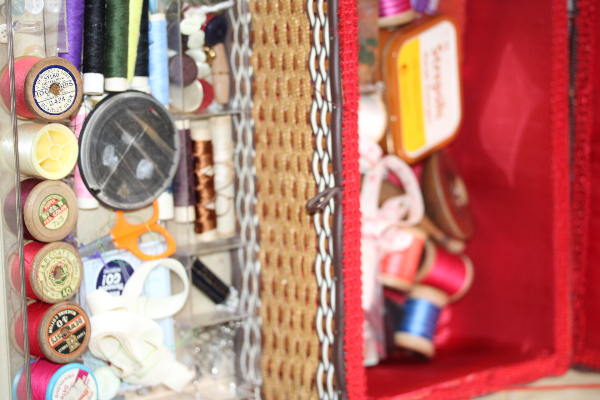 Sewing box & contents