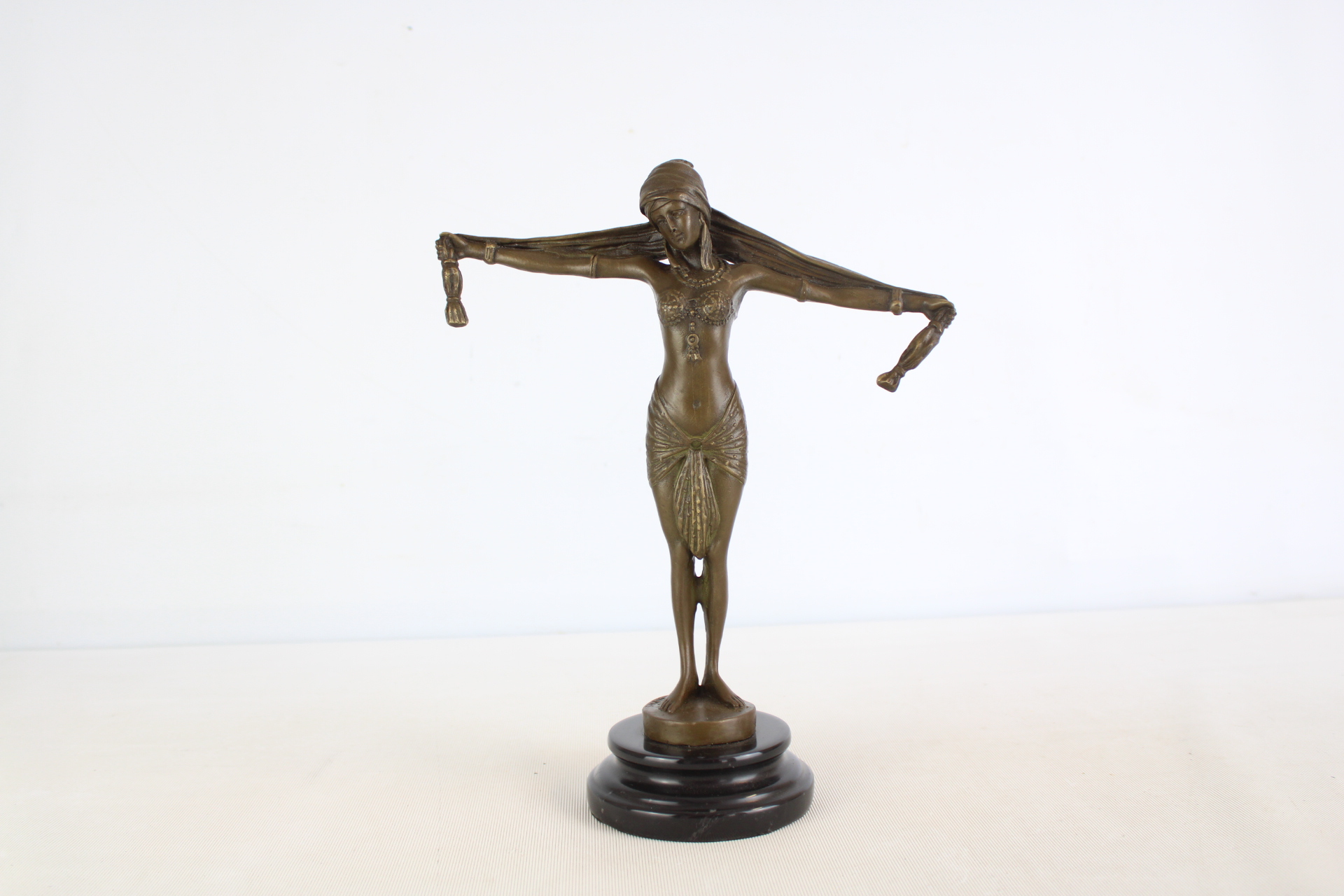 Bronze chiparus dancer on marble base signed