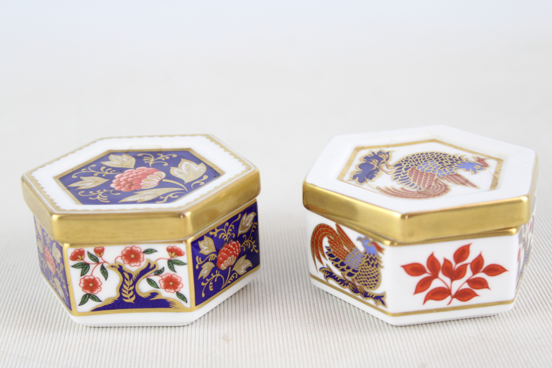 2 Royal crown derby trinket boxes firsts