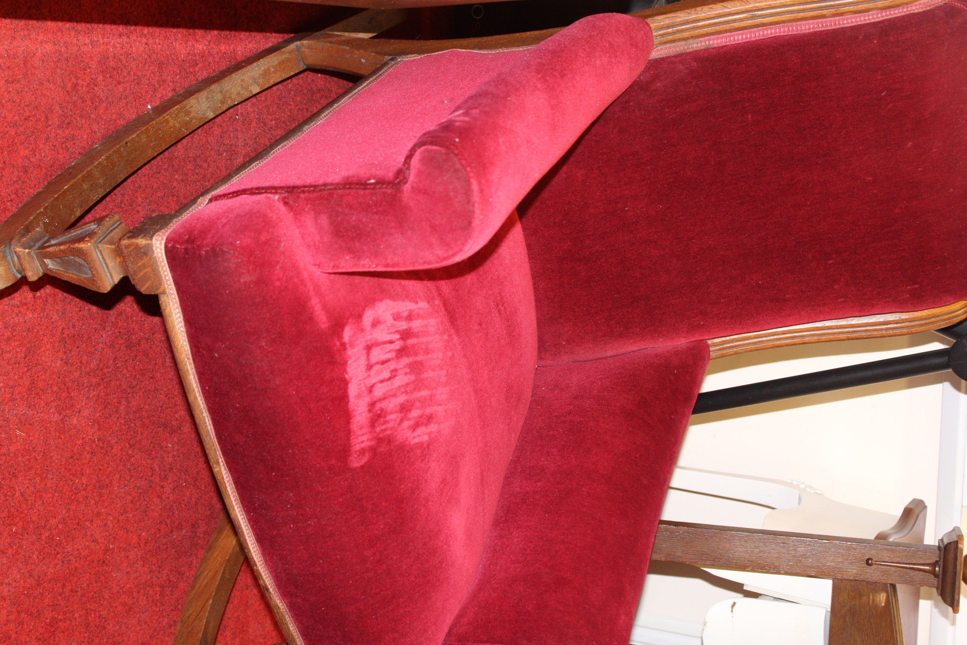 Late Victorian Red Velvet Upholstered Platform Rocker