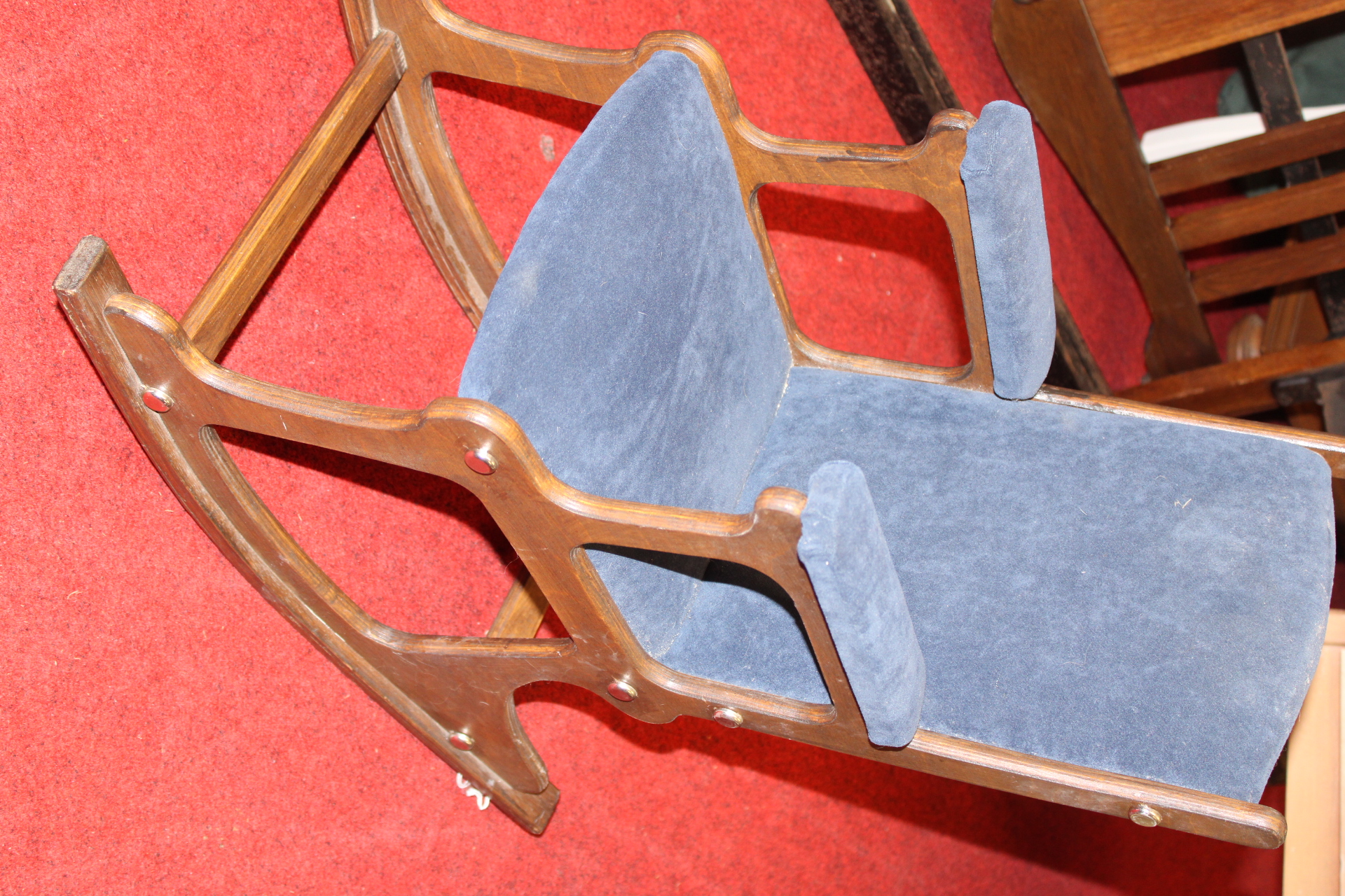 Mid-Century Modern Sculptural Hardwood Child's Rocking Chair