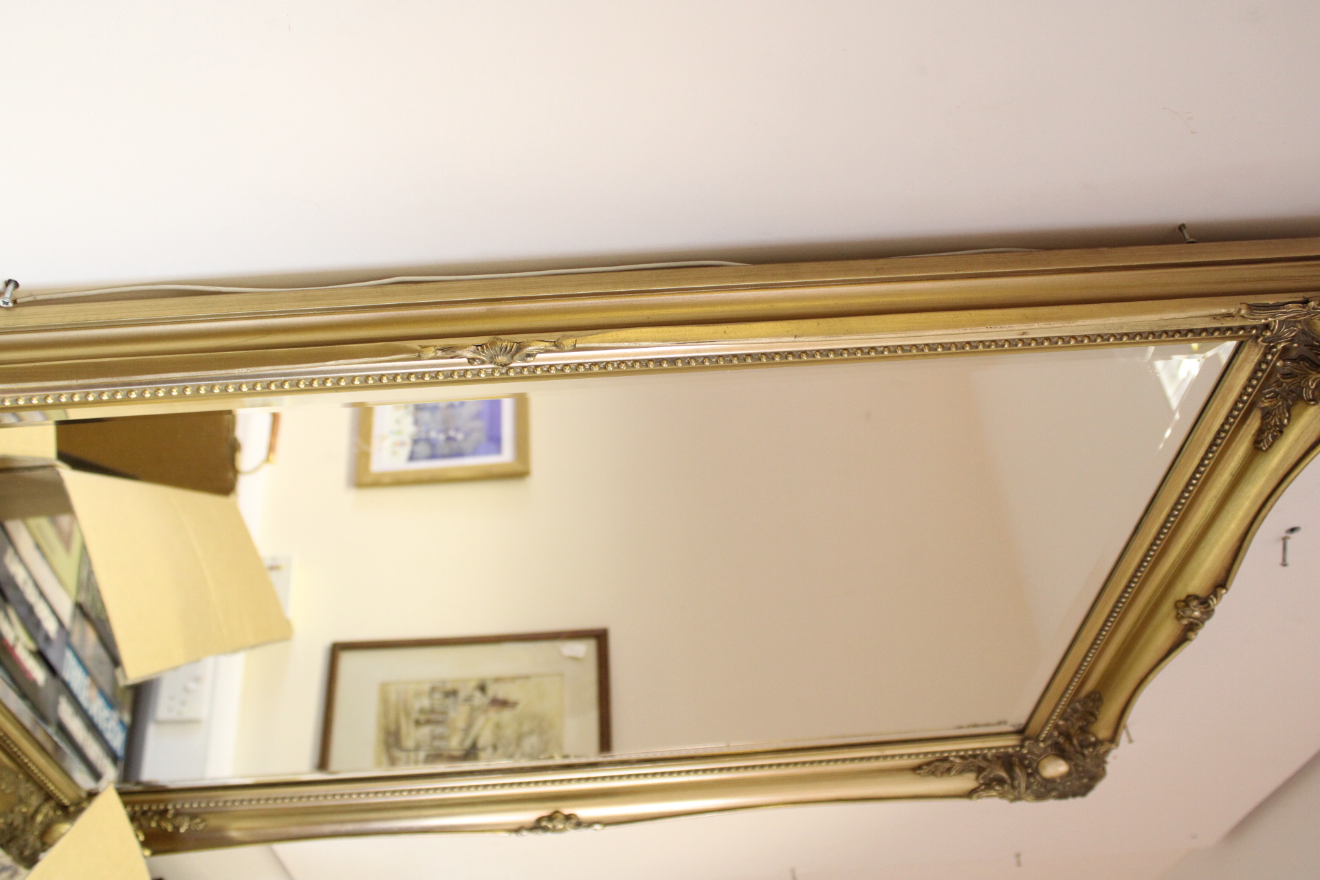 Large Ornate Gilt Framed Rococo Revival Beveled Wall Mirror