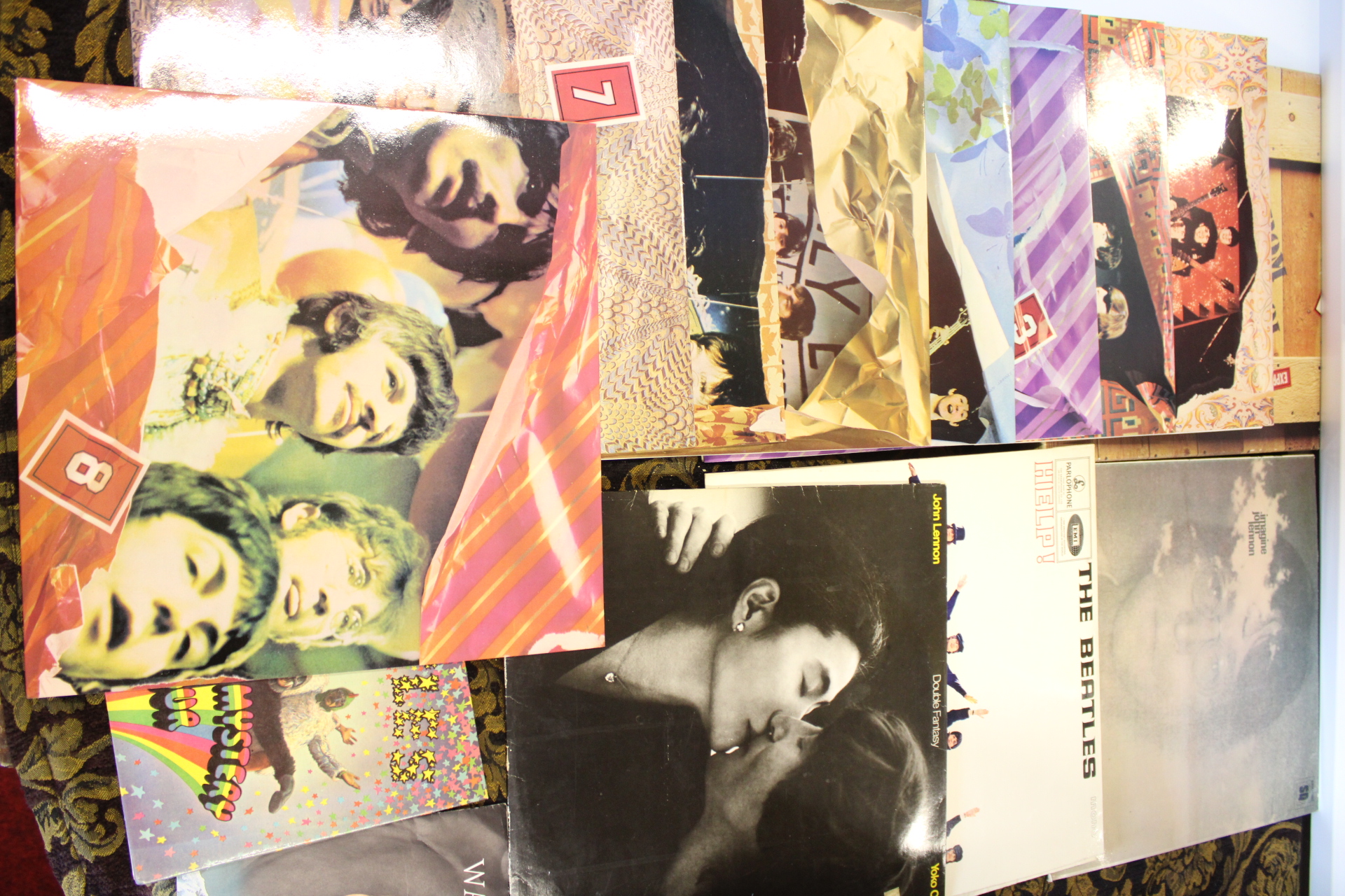 A Collection of The Beatles and John Lennon Vinyl LP Records Including The Beatles Box From Liverpool Components