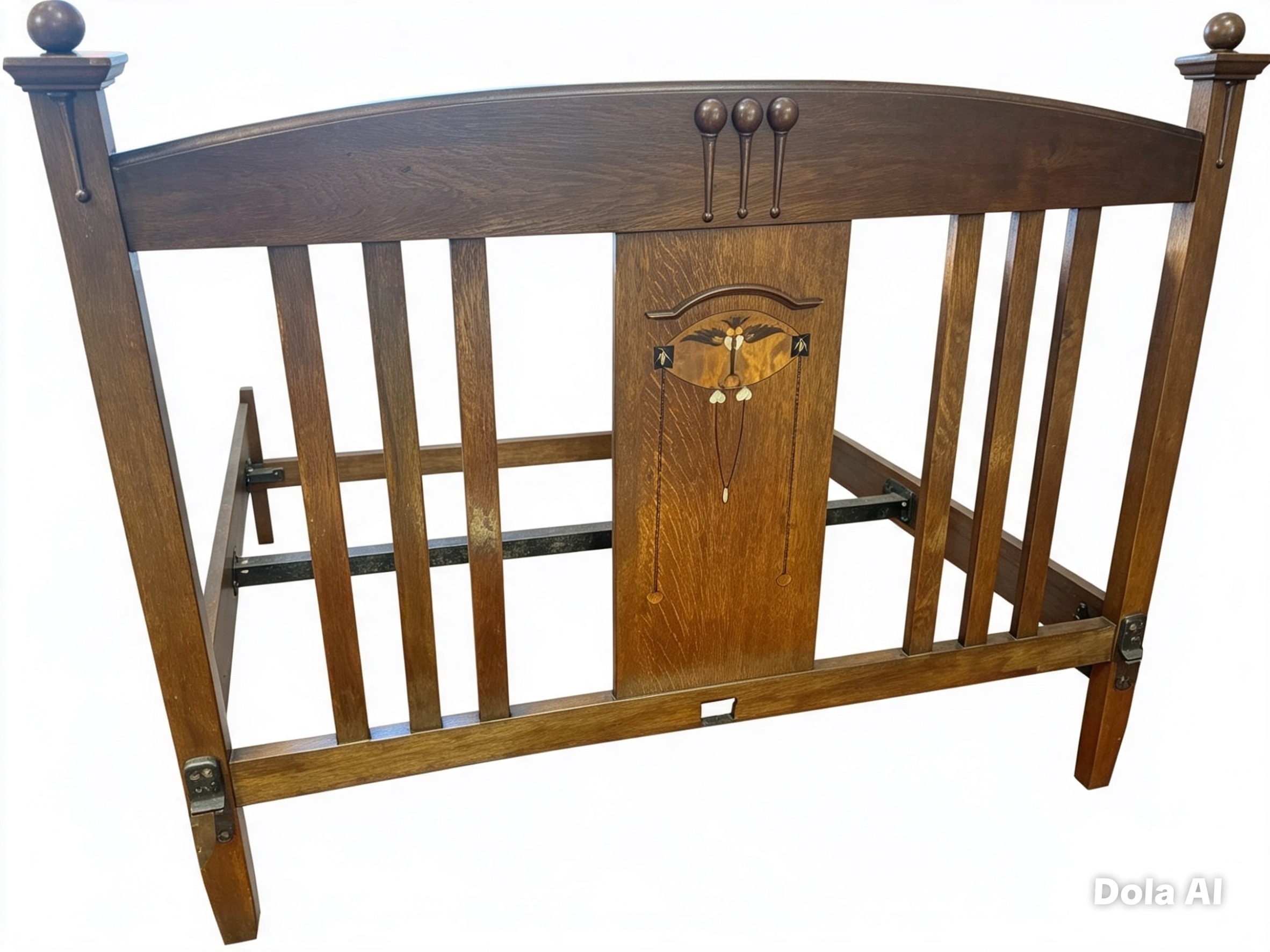 Stickley Harvey Ellis Arts and Crafts Inlaid Quartersawn Oak Headboard