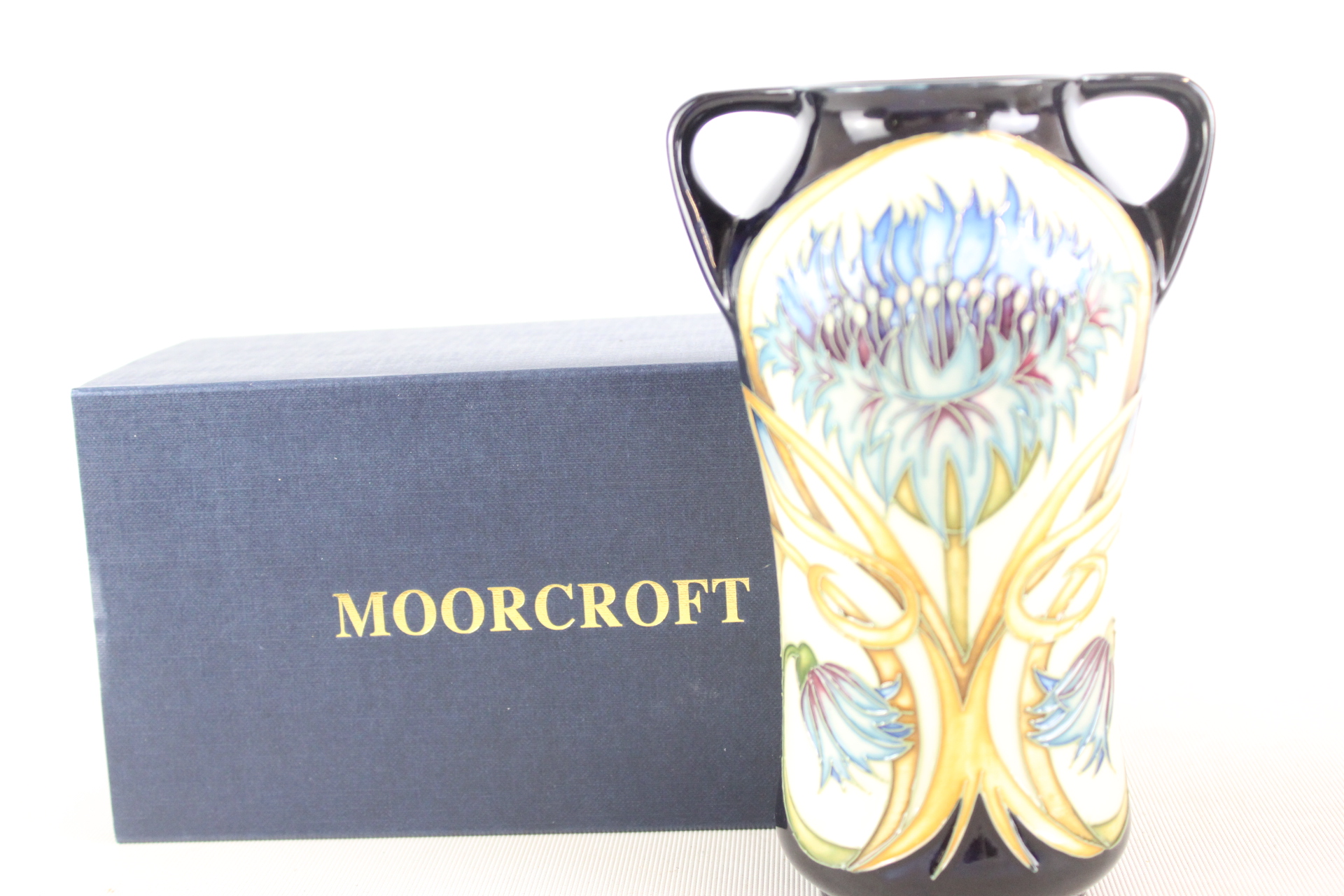 Moorcroft Pottery Cornflower Pattern Trial Waisted Vase Dated 2012