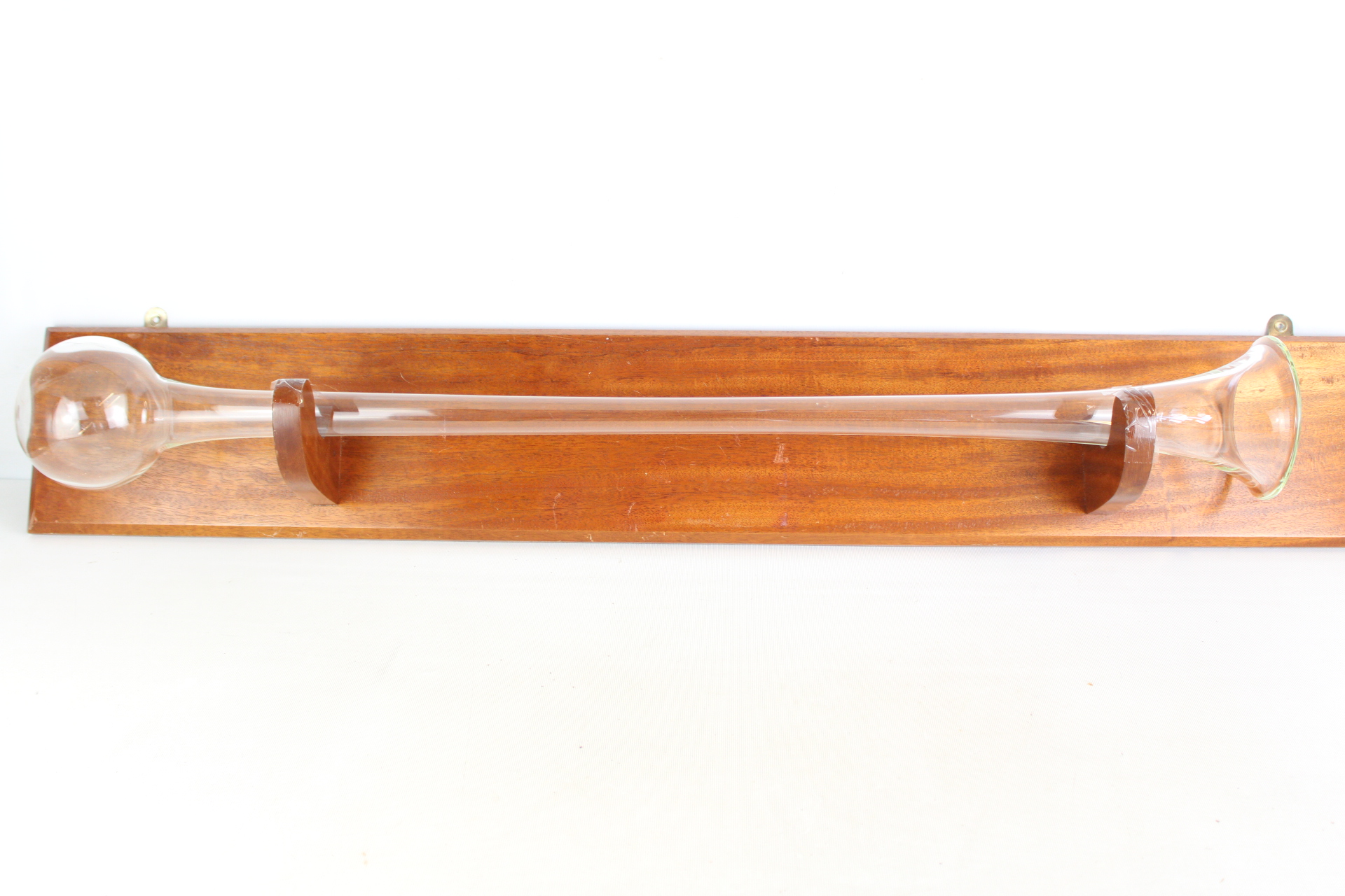 Vintage Hand Blown Yard of Ale Glass on Mahogany Wall Mount