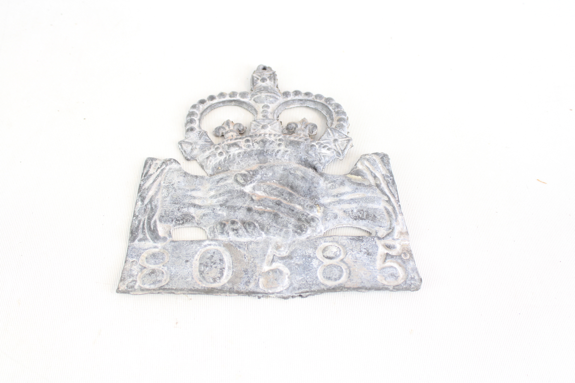 Hand in Hand Fire and Life Insurance Society Antique Cast Lead Fire Mark