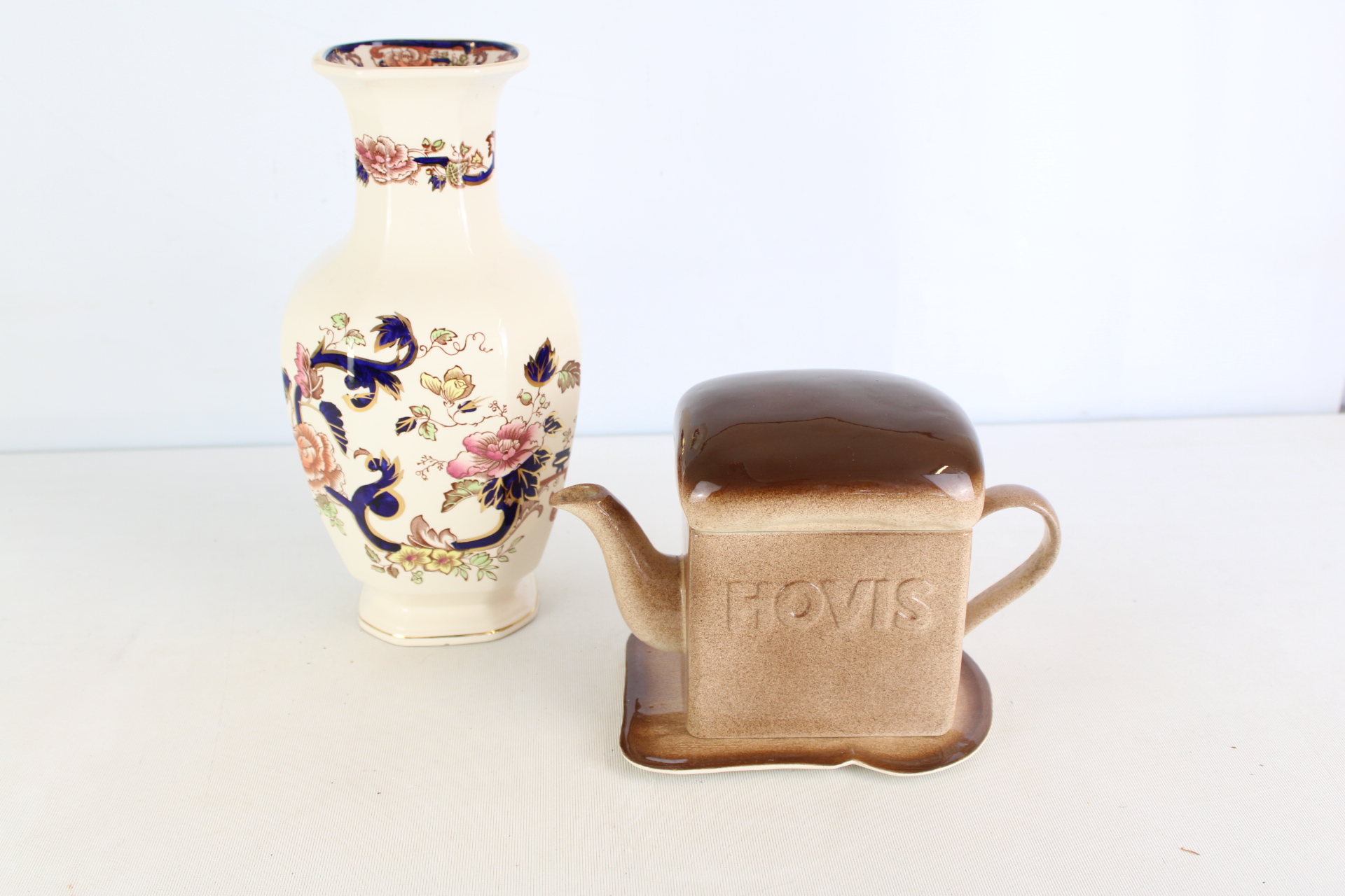 Two English Decorative Ceramic Items Including Mason's Mandalay Vase and Carlton Ware Hovis Teapot