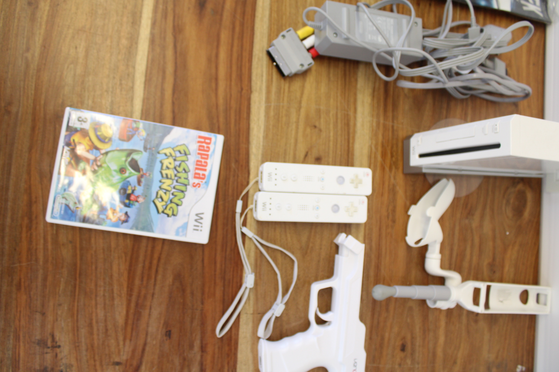 Nintendo Wii Console Bundle with Controllers Accessories and Fishing Game