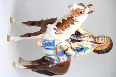 Beswick Mounted Indian Porcelain Figurine Model 1391. A Beswick pottery figurine, model number 