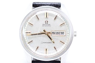 Omega Seamaster Automatic Day-Date Stainless Steel Wristwatch Reference 166.032. A vintage Omega 