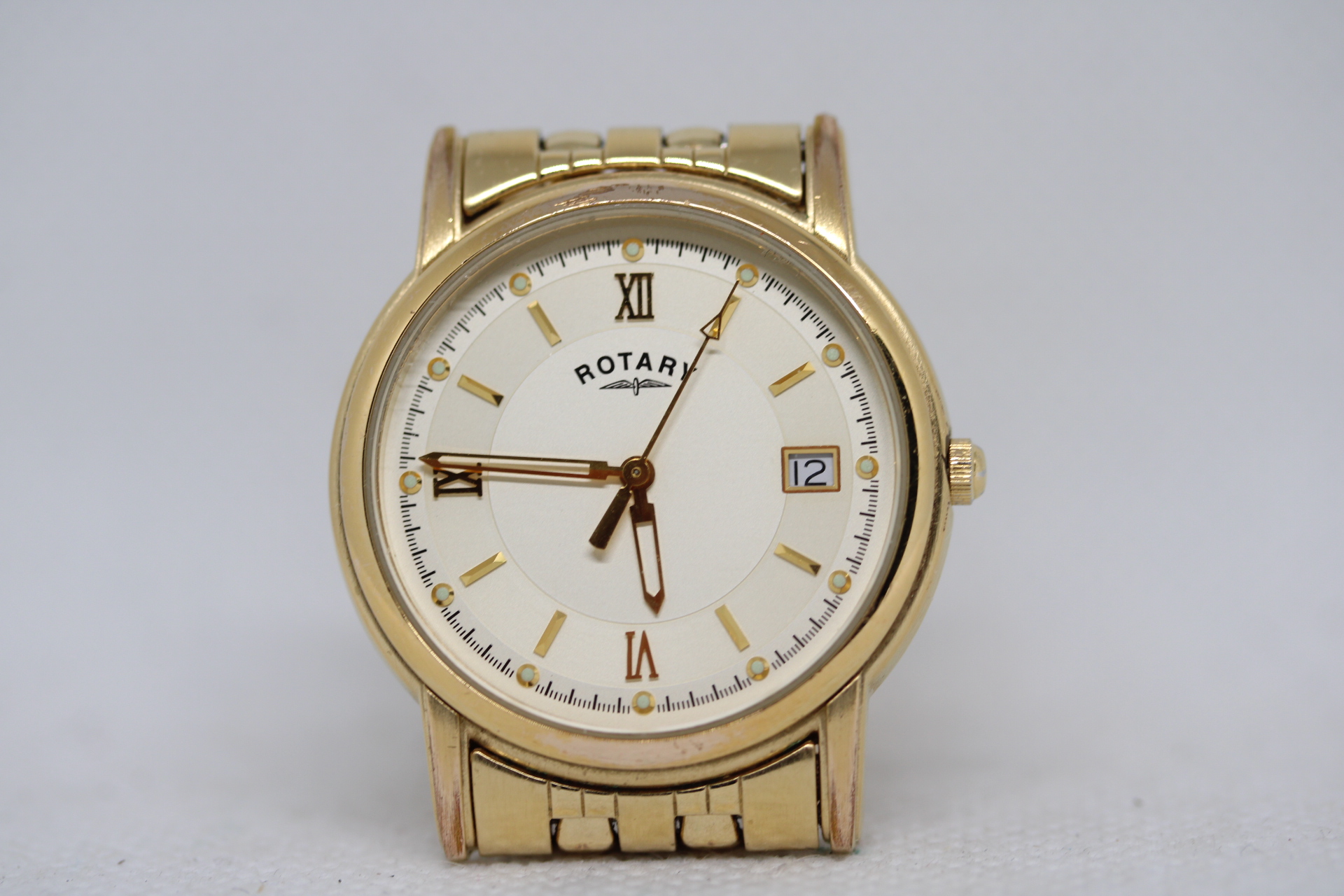 Gents Rotary Anniversary Gold Plated Quartz Watch with Date.