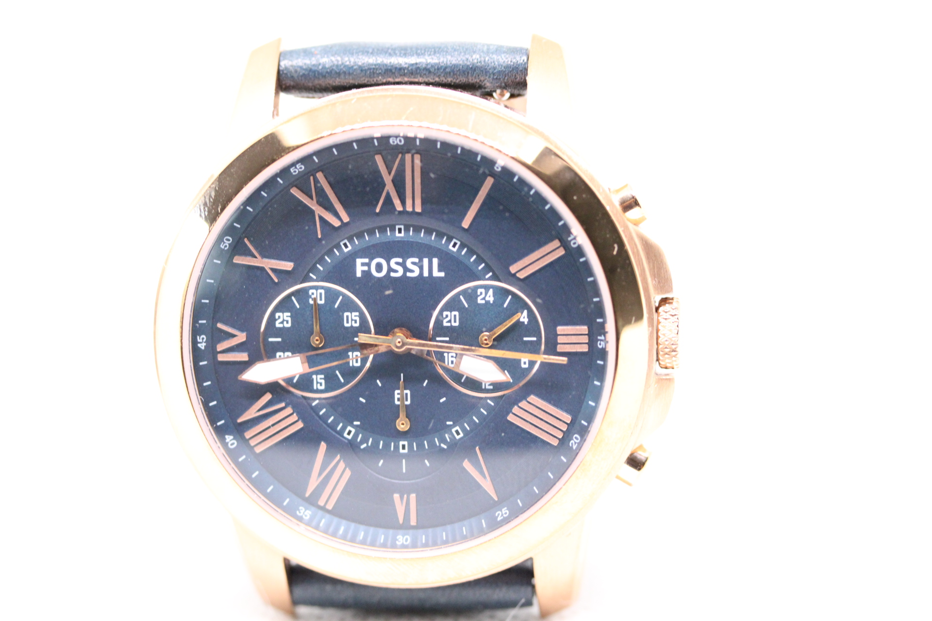 Gents Fossil FS4835 Rose Gold Coloured Quartz Chronograph Watch in Excellent Condition.