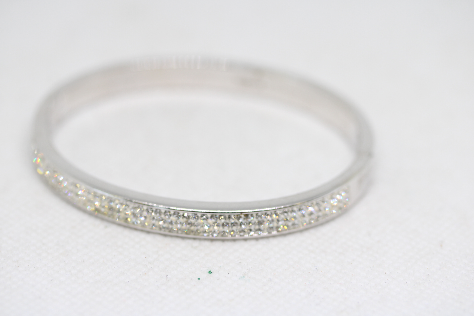 Silver bangle set with white stones Weight 14g