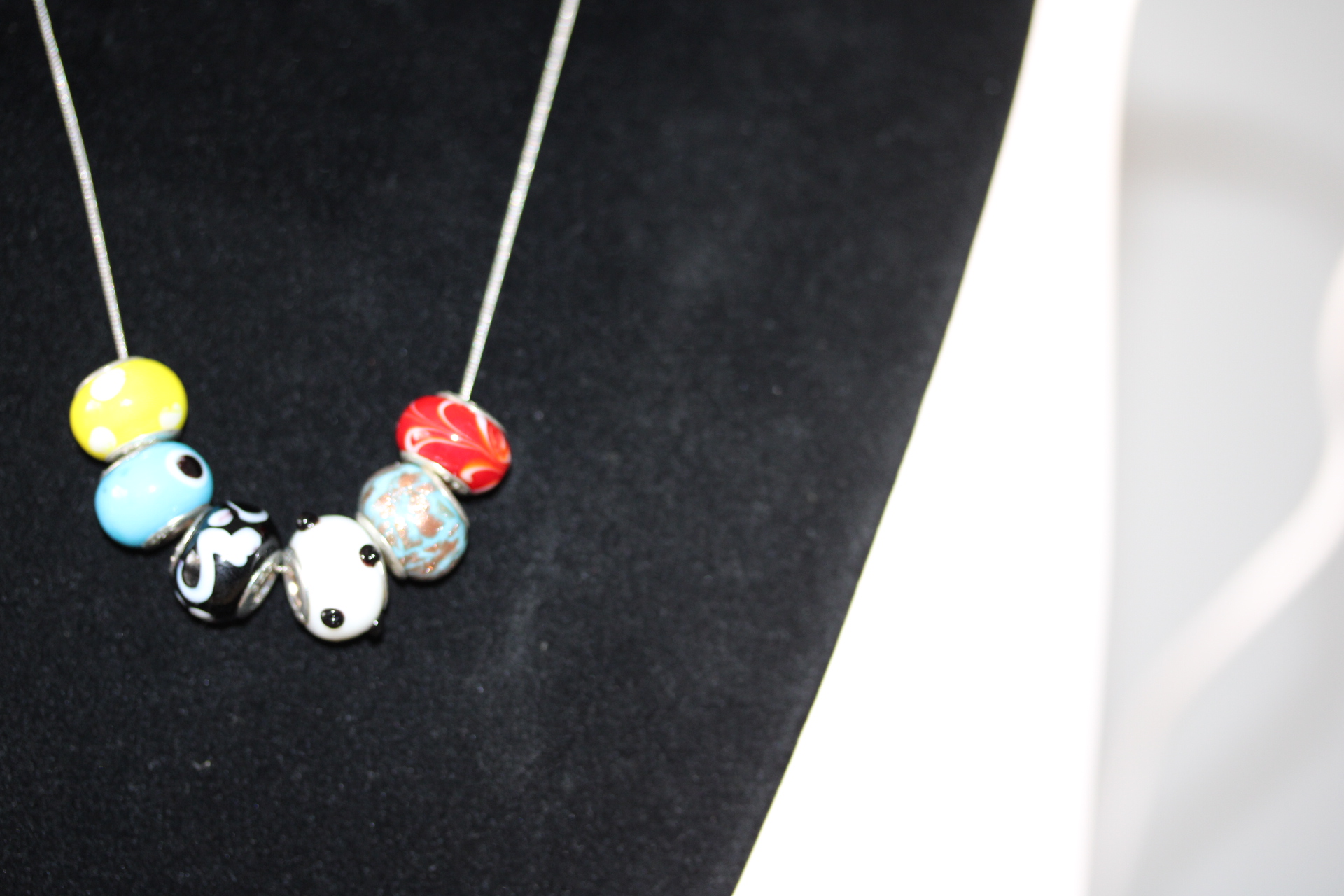 Silver necklace with silver & murano glass beads