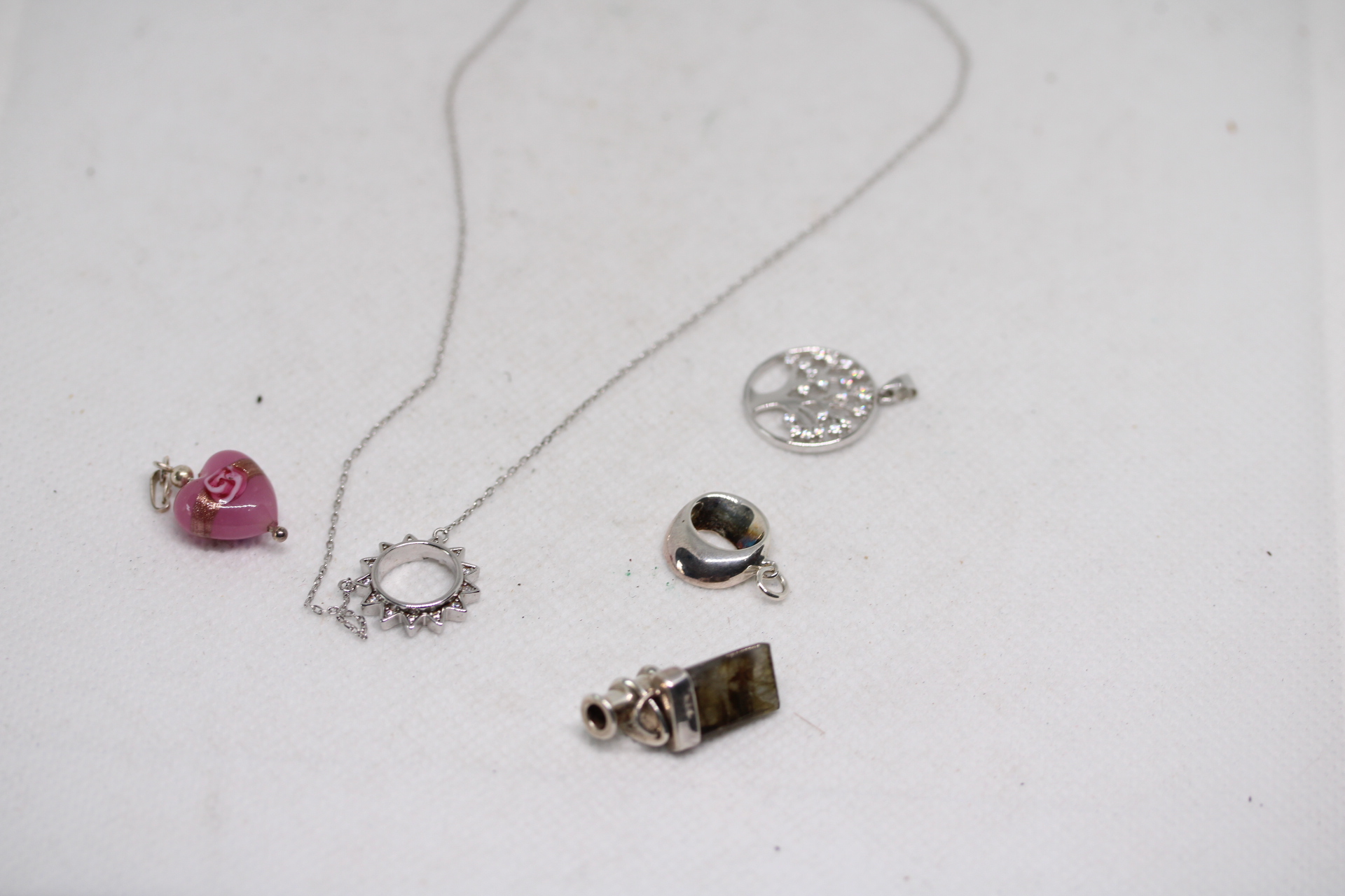Silver chain & pendant together with 5 silver pendants