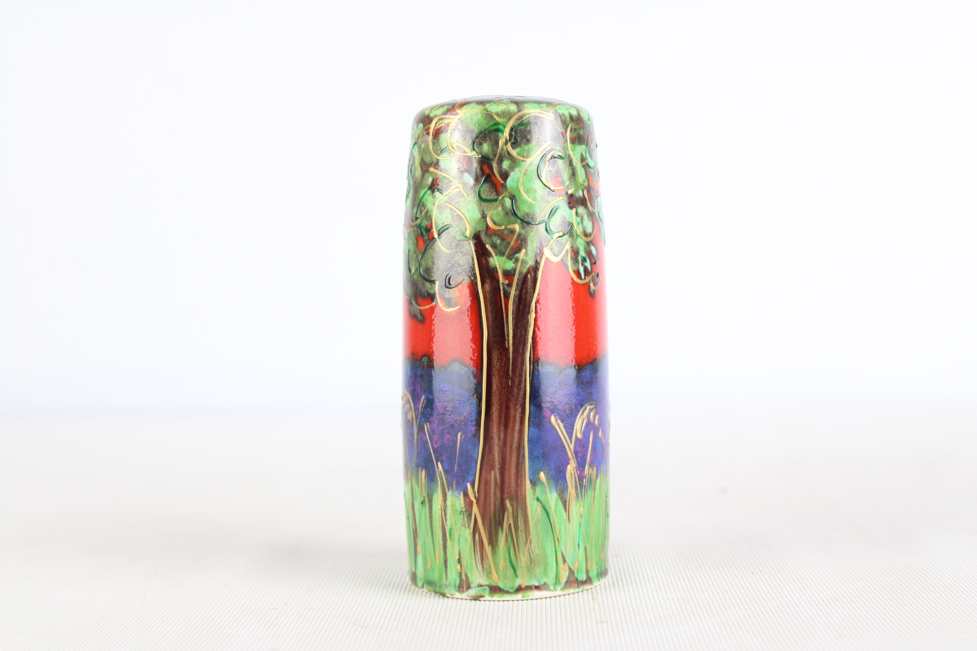 Anita Harris bluebell wood vase signed in gold