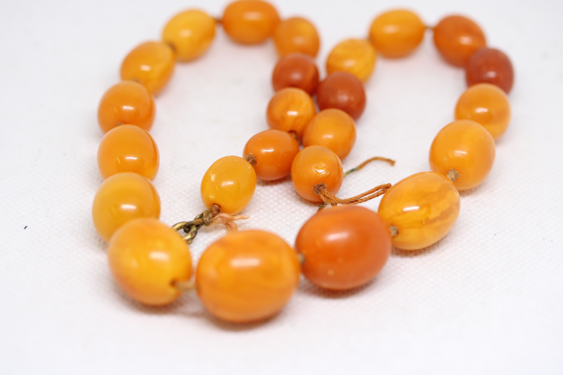 Butterscoth possible amber bead necklace (clasp A.F) 57.3g