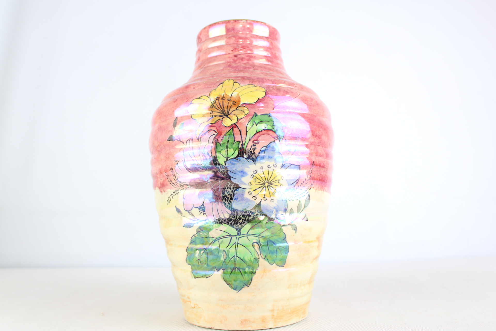 Kensington Potteries Ltd. Lusterware Ribbed Floral Vase
