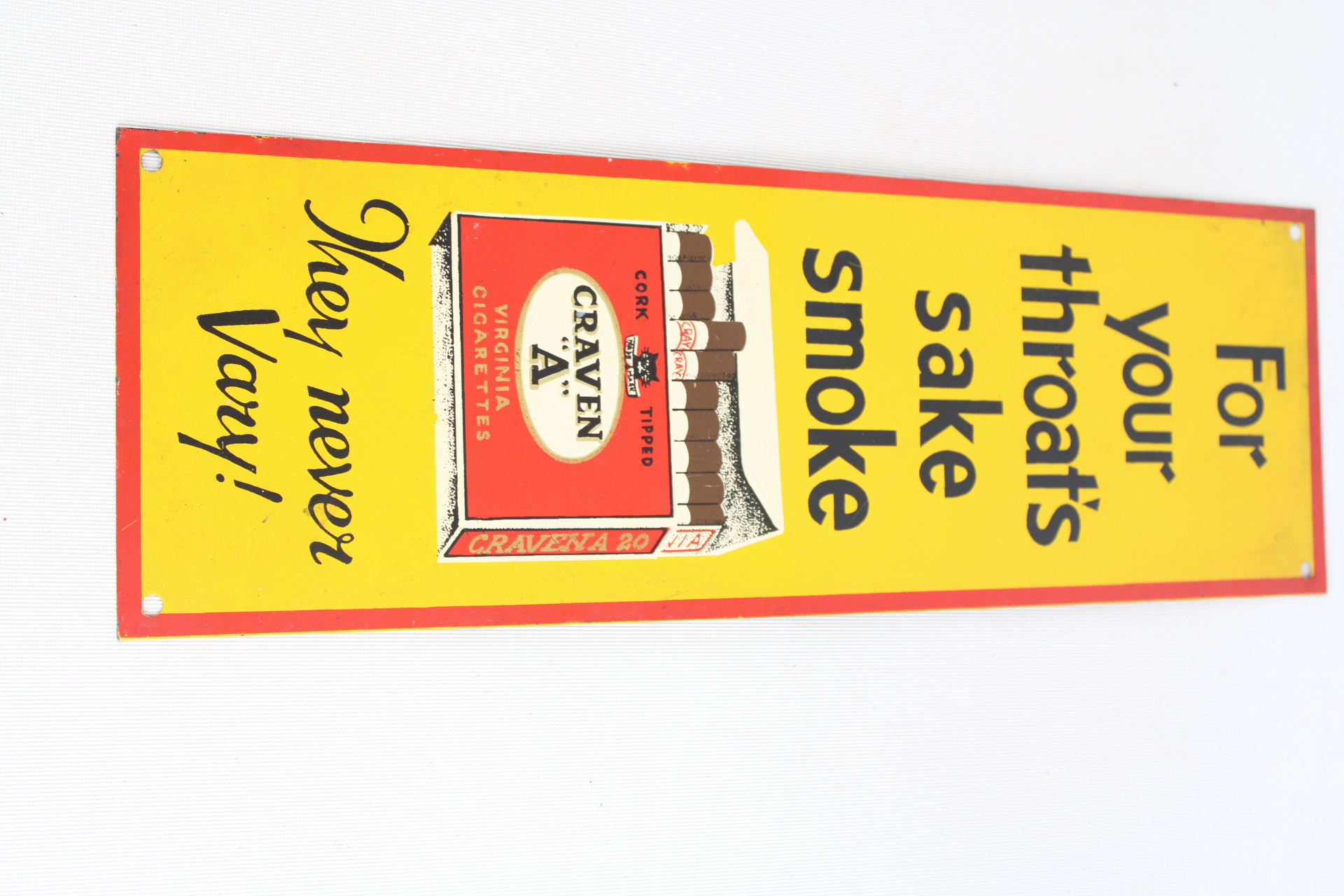 Vintage Craven A Cigarettes Enamel Advertising Sign