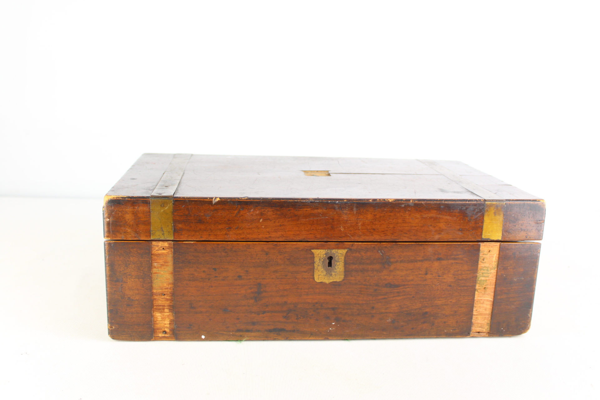 19th Century Campaign Style Mahogany Writing Slope