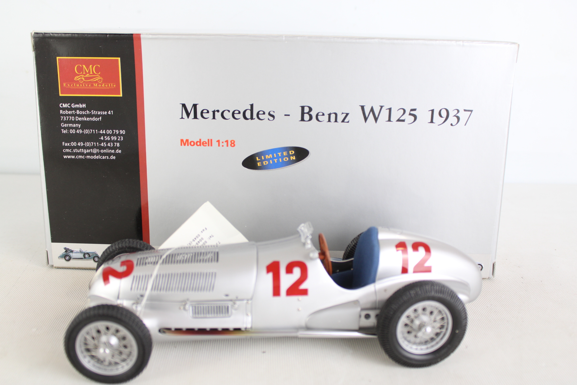 CMC 1:18 Scale 1937 Mercedes-Benz W125 Limited Edition Die-Cast Model Car in Original Box