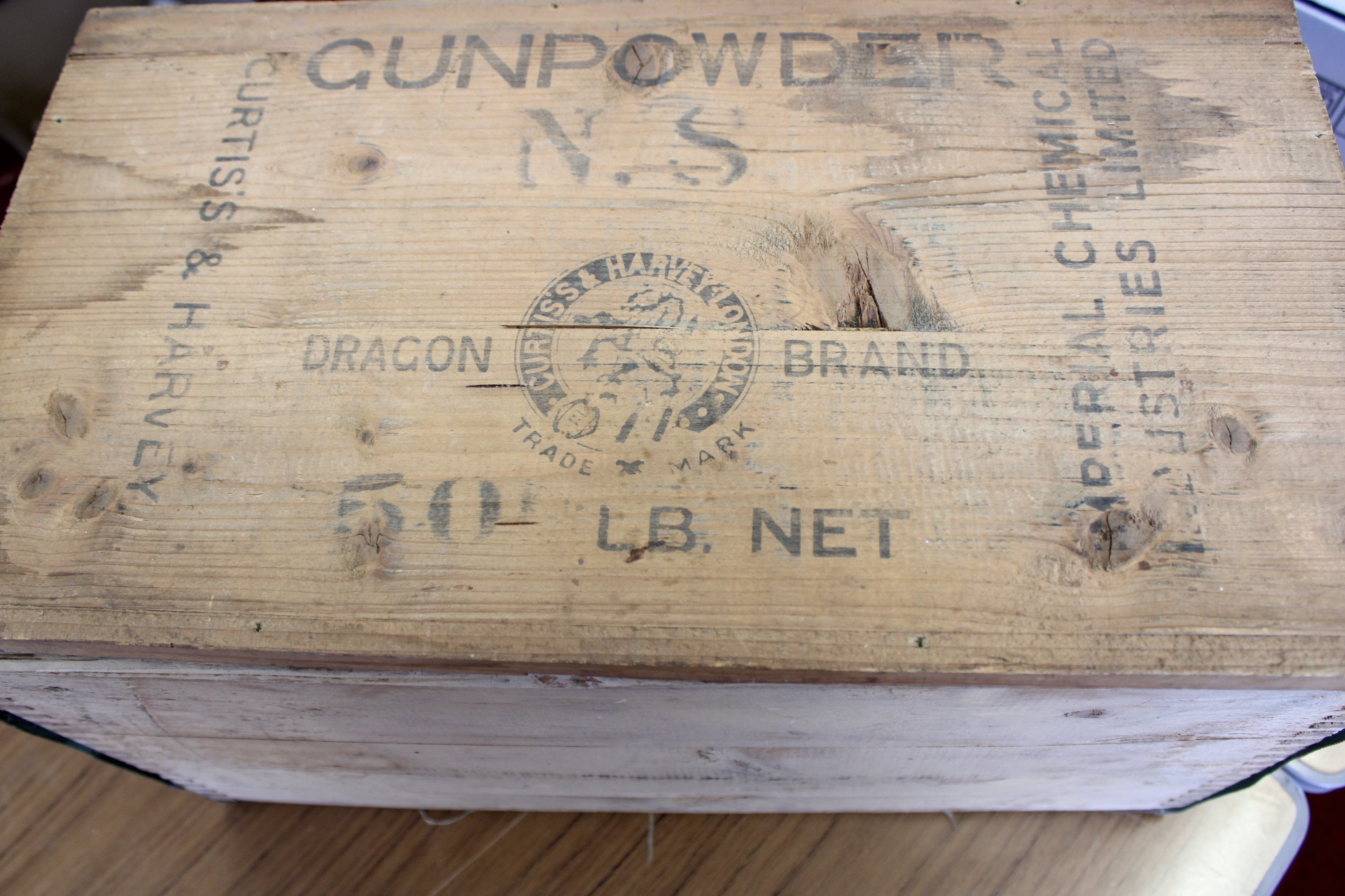 Imperial Chemical Industries Limited Curtiss and Harvey Dragon Brand 50 Pound Gunpowder Crate