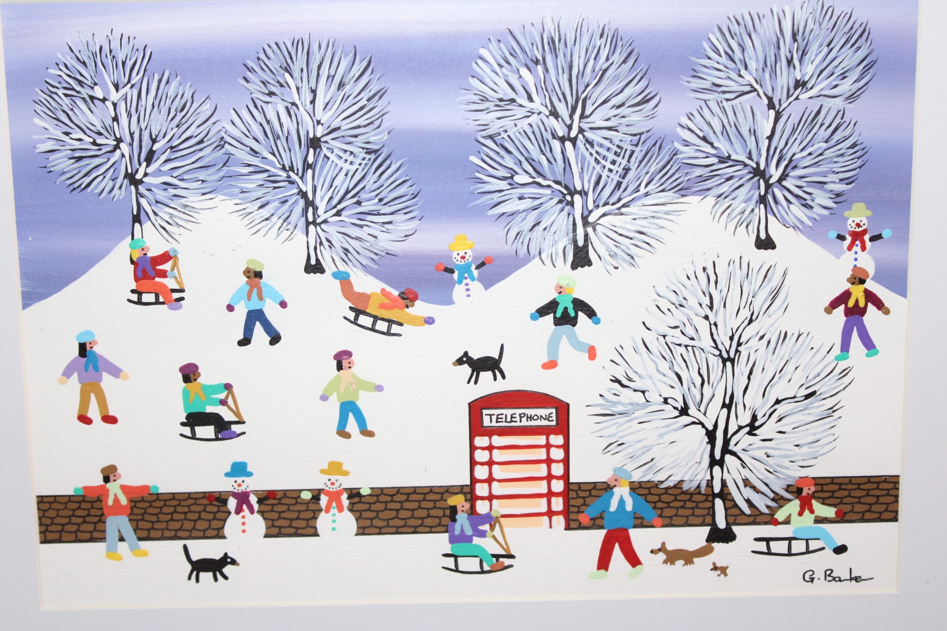 Gordon Barker (British, b. 1960) Naive Winter Landscape Acrylic