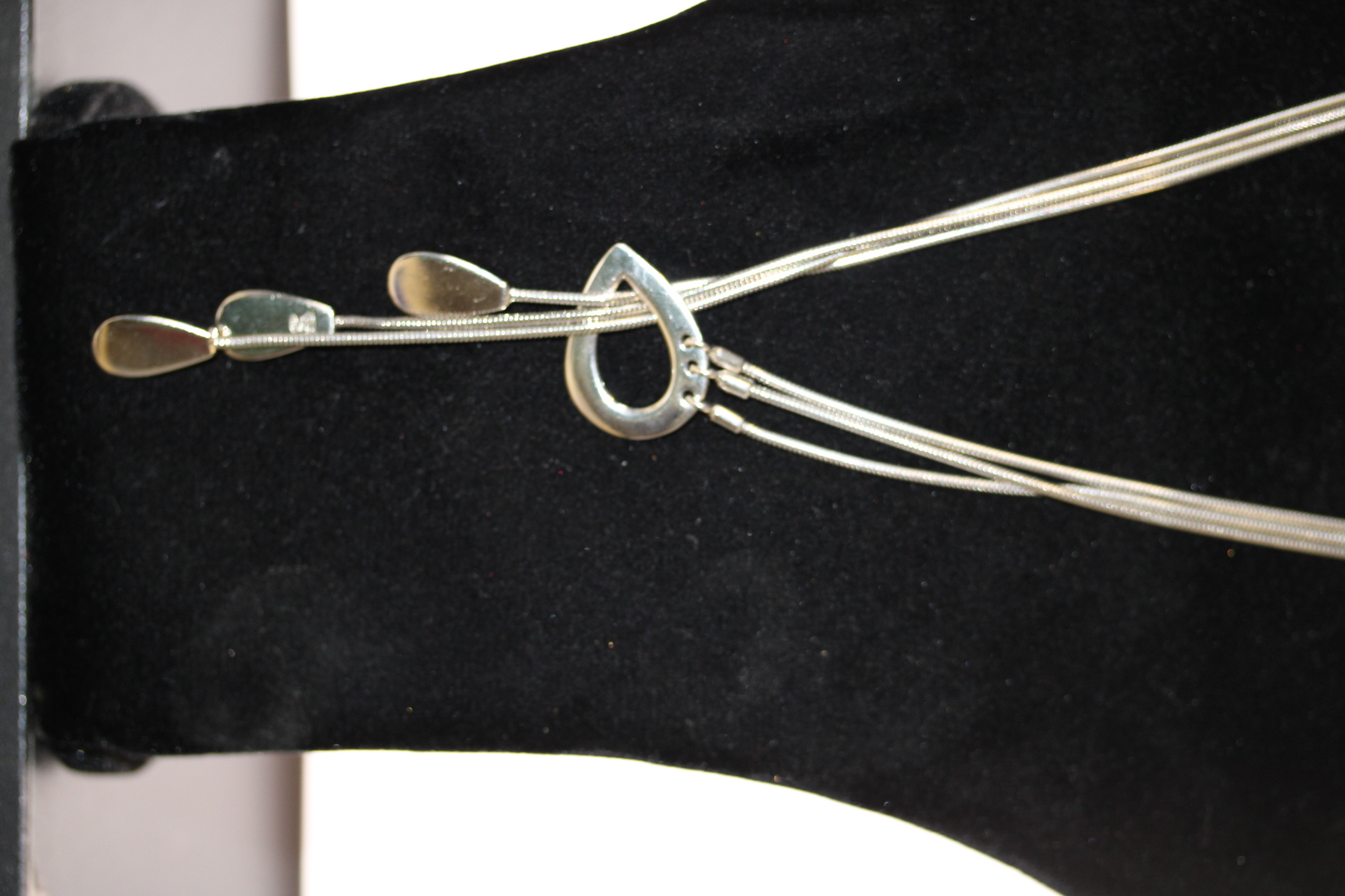 Designer silver 3 strand necklace