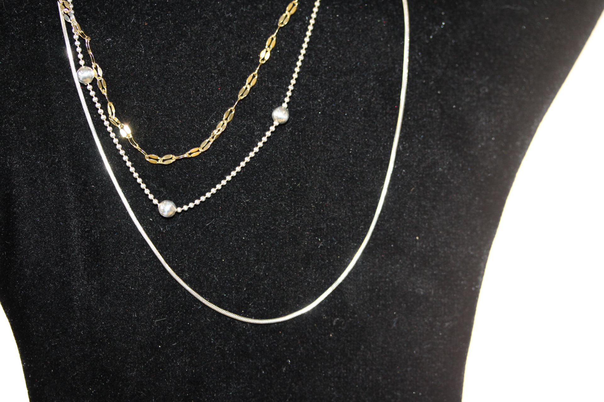 3 Silver chains - 1 gold plated