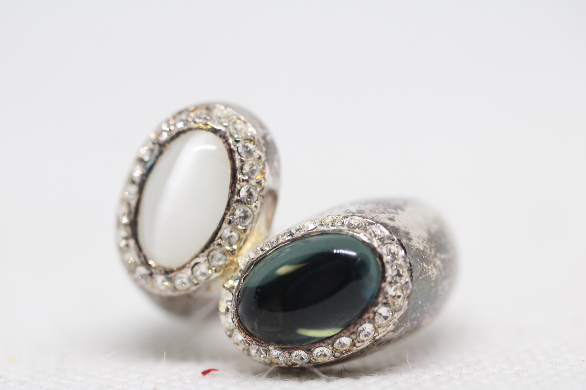 Monet Silver dress ring set with 2 hard stones & white stones