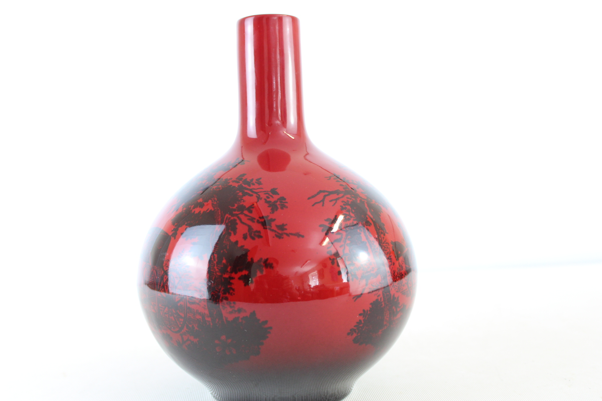 Royal Doulton Flambe Woodcut Ceramic Bottle Vase