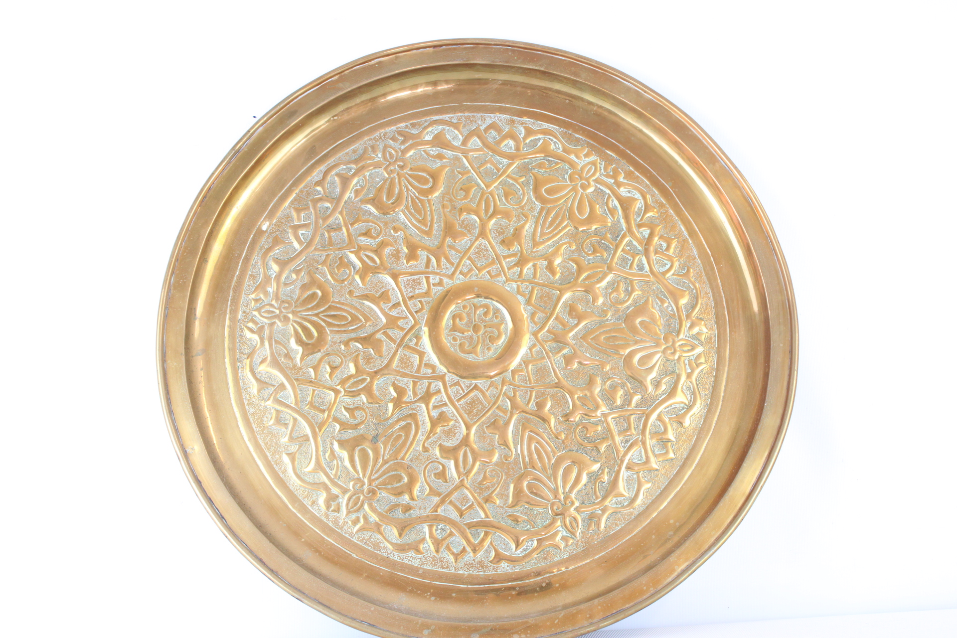 Antique Indo-Persian Brass Repousse Charger