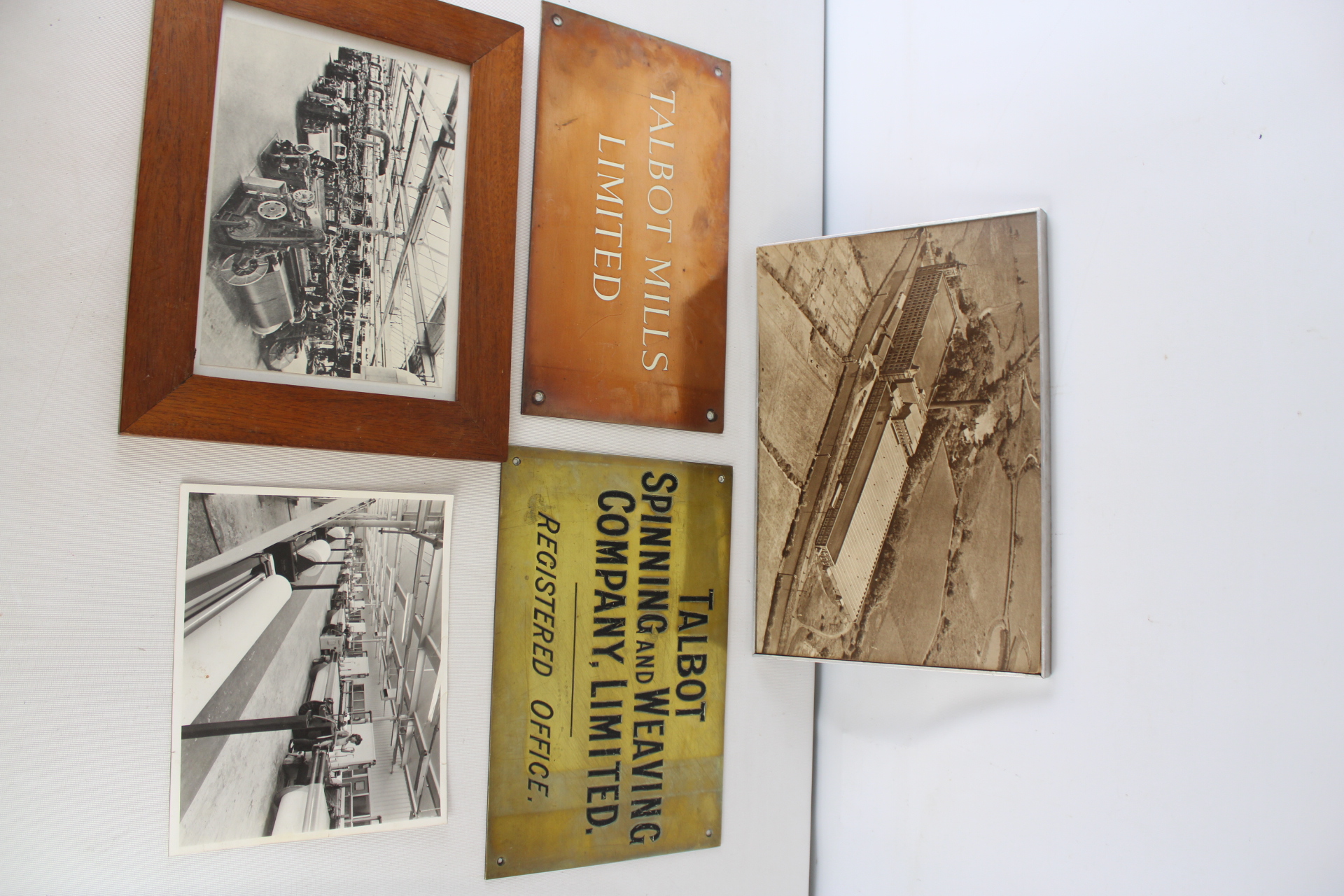 A Collection of Talbot Spinning and Weaving Company Industrial Plaques and Photographs