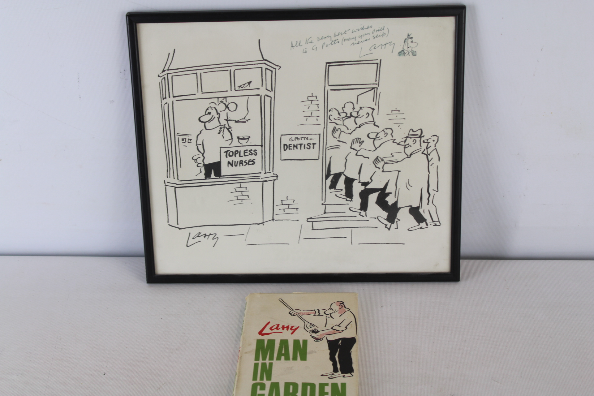 Terence Larry Parkes (British, 1927-2003), Original Signed Pen and Ink Cartoon and Book