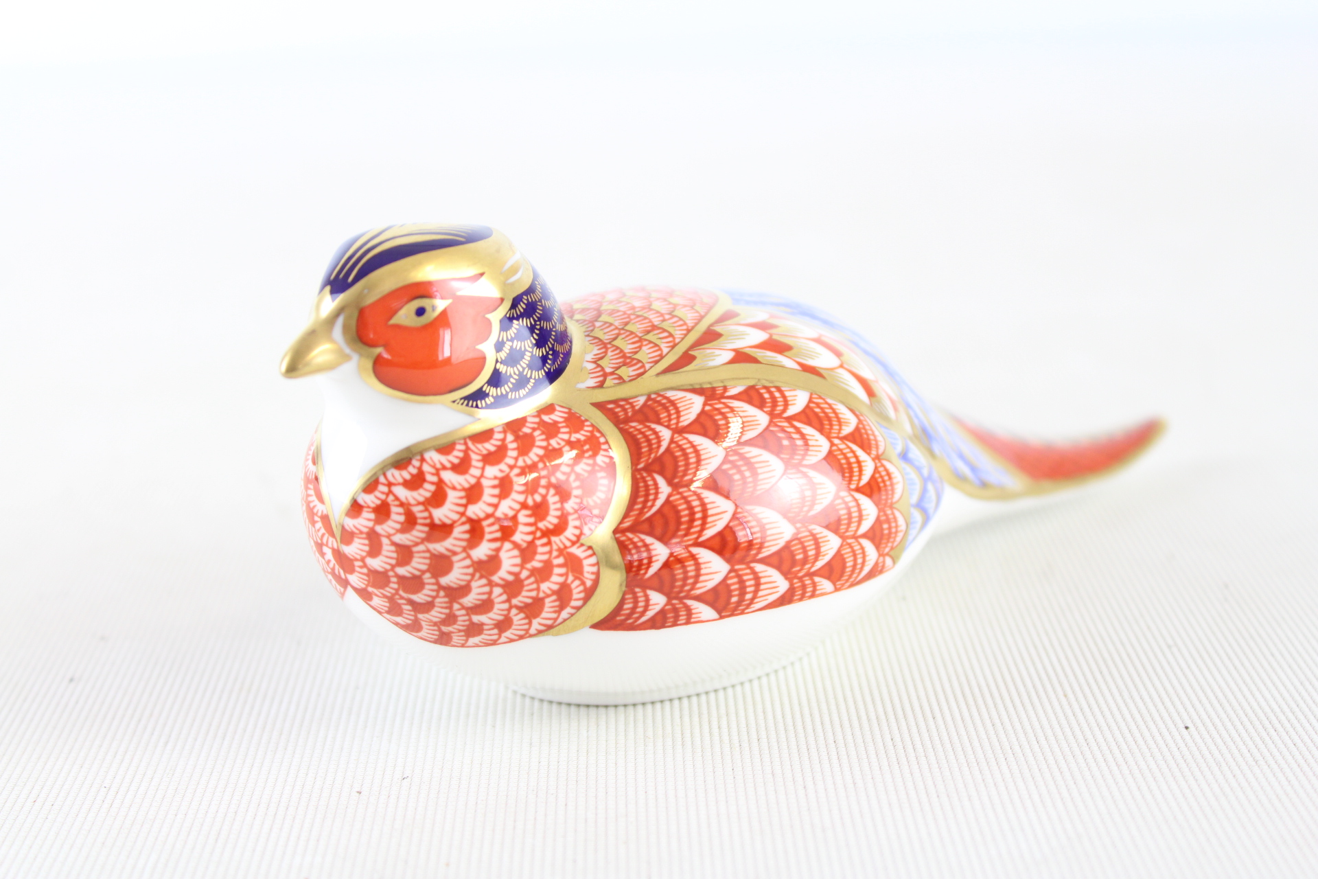 Royal Crown Derby Imari Pheasant Porcelain Paperweight with gold stopper