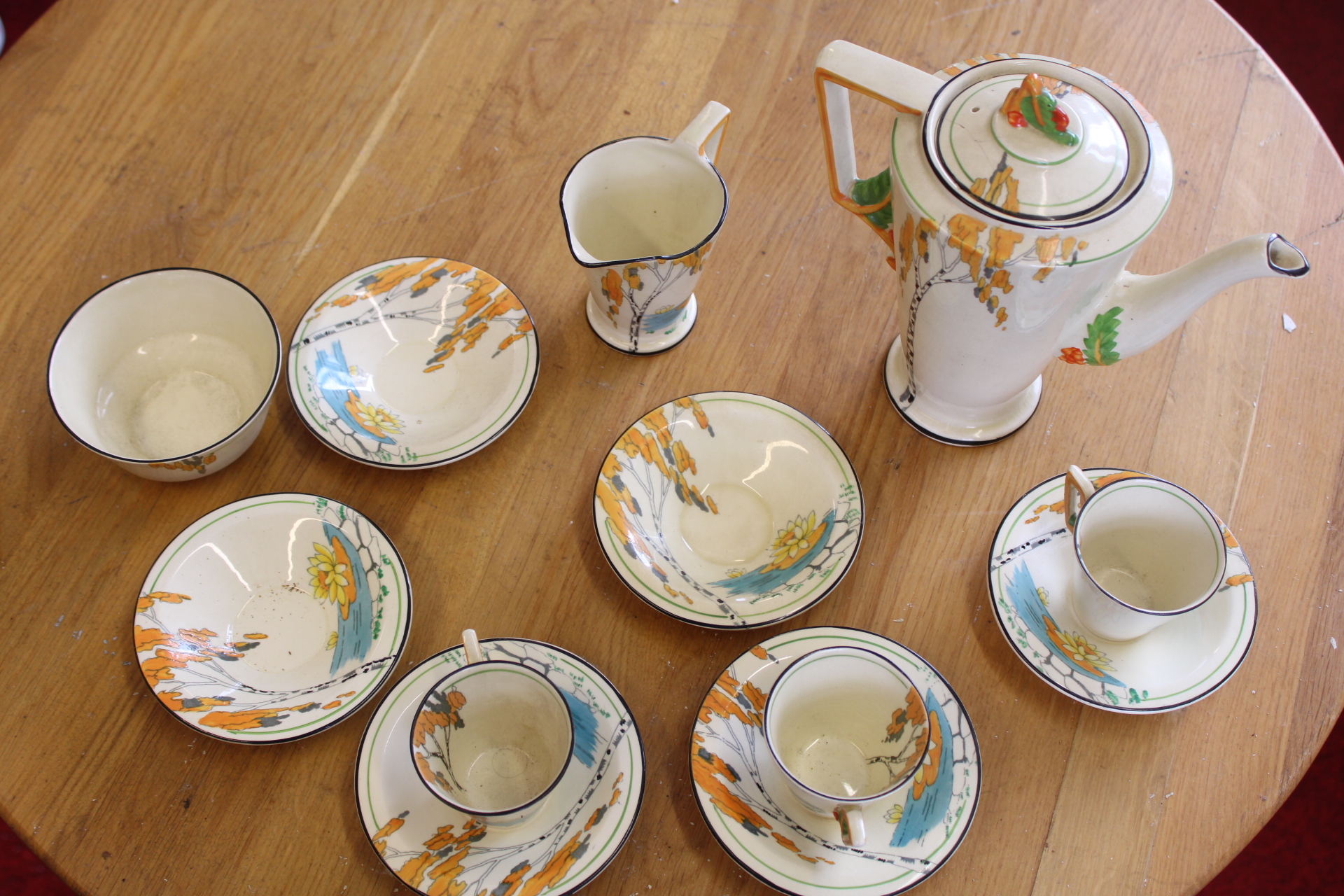 A Twelve Piece Burleigh Ware Zenith Shape Coffee Service in the Lily Pond Pattern