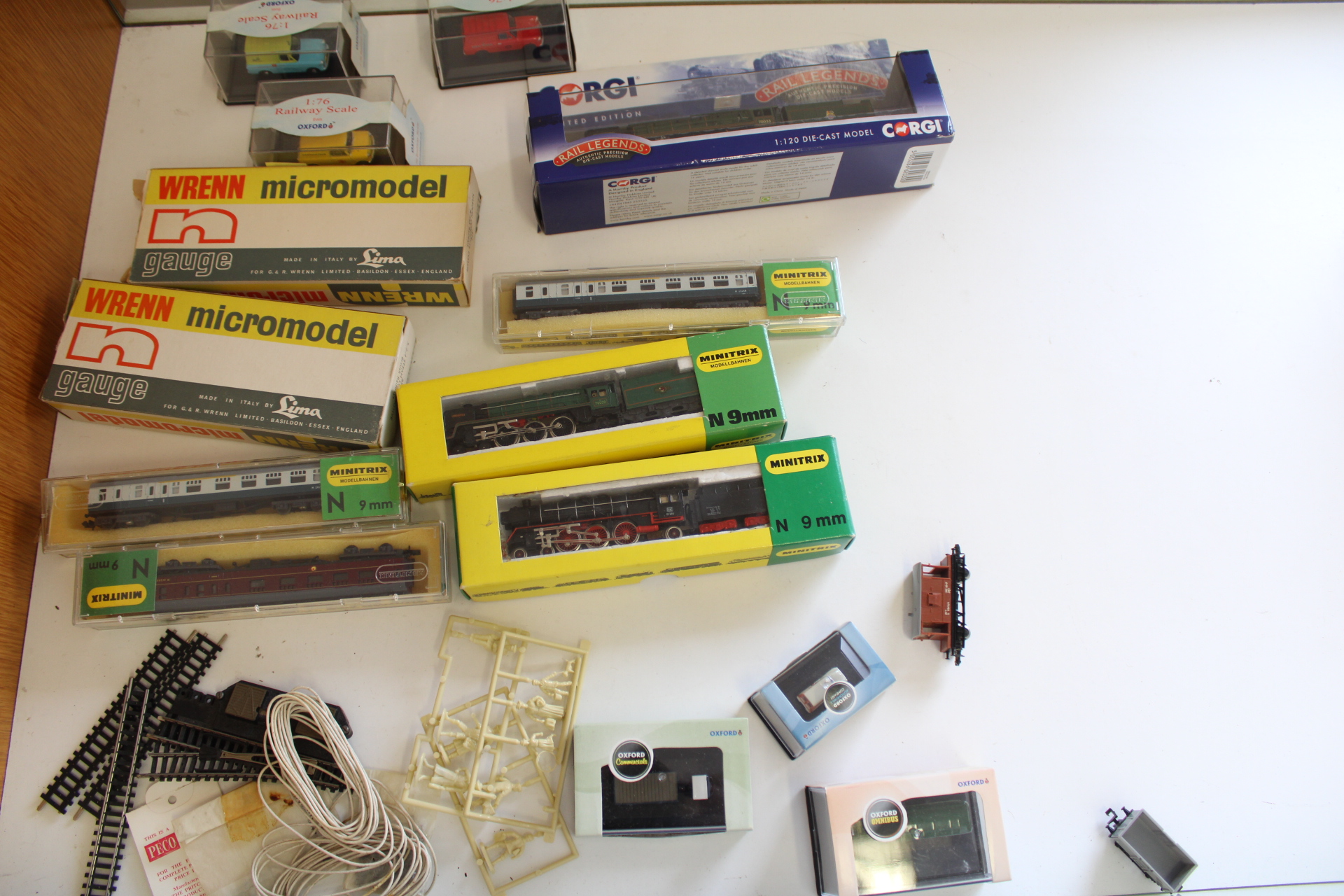A Collection of Model Railway Equipment and Die-Cast Vehicles by Minitrix, Wrenn, Corgi, and Oxford Diecast